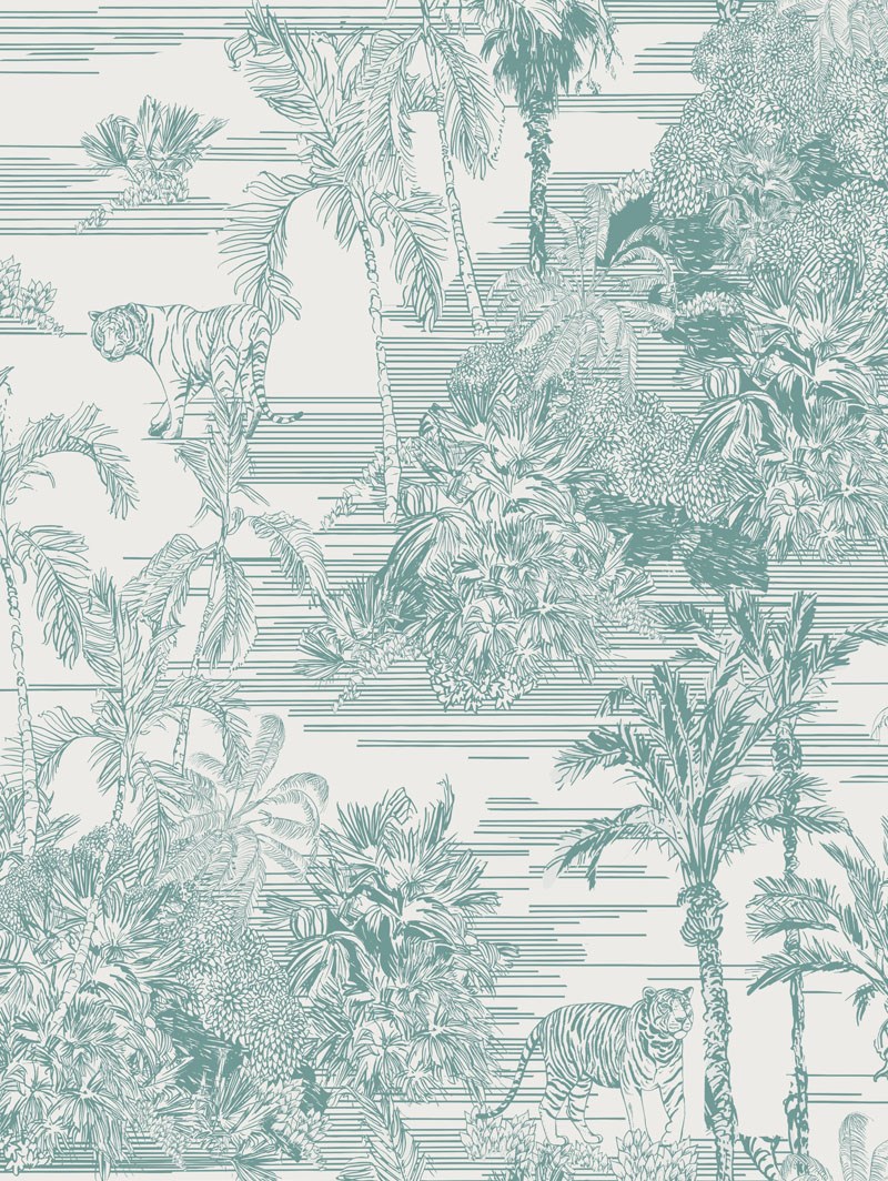 Tropical Toile Mist Electric Roller Blind by Boon & Blake