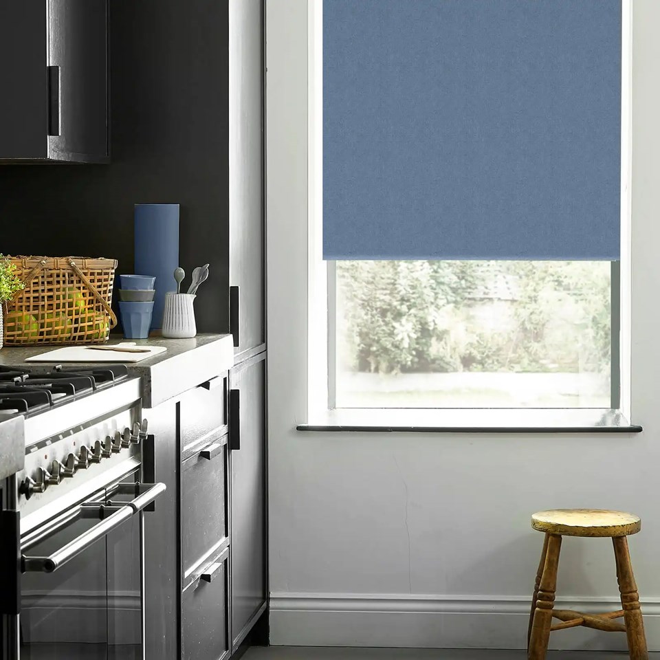 Denim Blue Electric Roller Blind