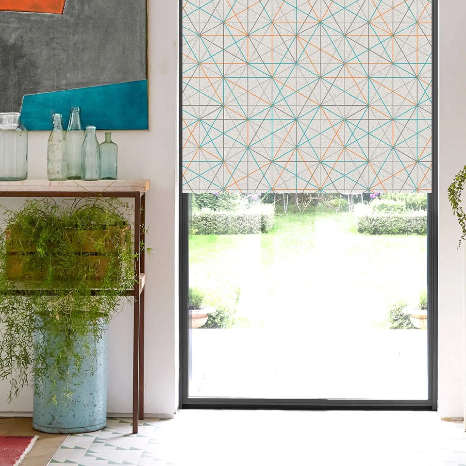 Apex Tangerine Geometric Electric Roller Blind