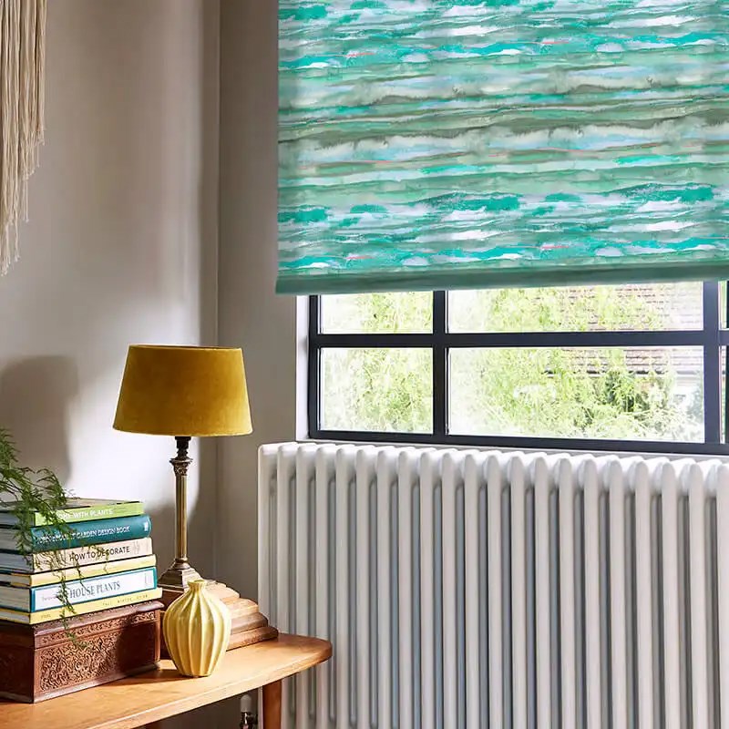 Aquarelle Stripe Aqua Electric Roller Blind