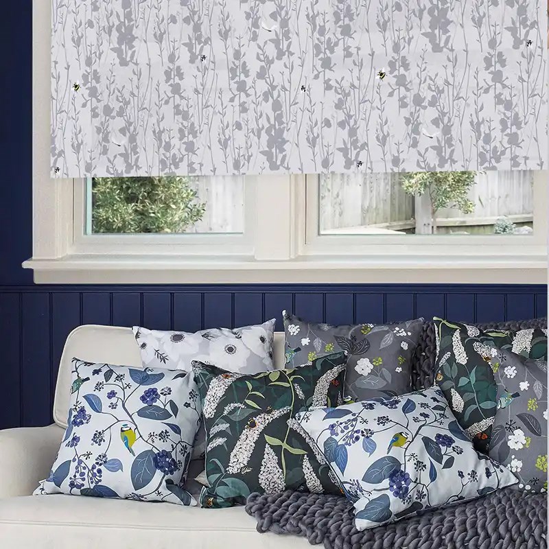 Broom and Bee Dusk Electric Roller Blind by Lorna Syson