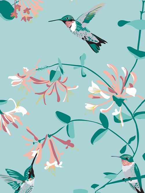 Hummingbird Mint Electric Roller Blind by Lorna Syson