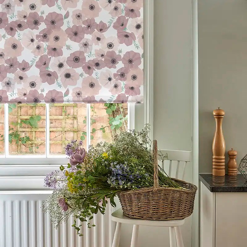 Posy Blush Electric Roller Blind by Lorna Syson