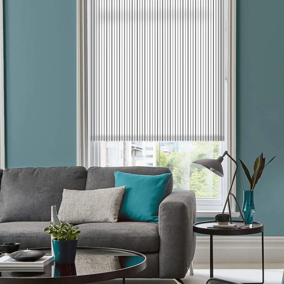 Pinstripe Grey Electric Roller Blind