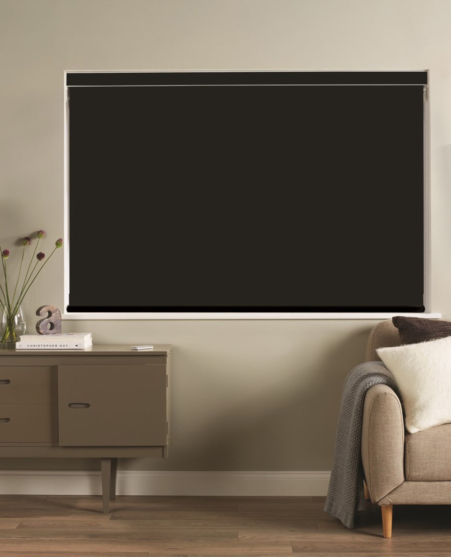 Black and Black 3% Sunscreen Electric Double Roller Blind