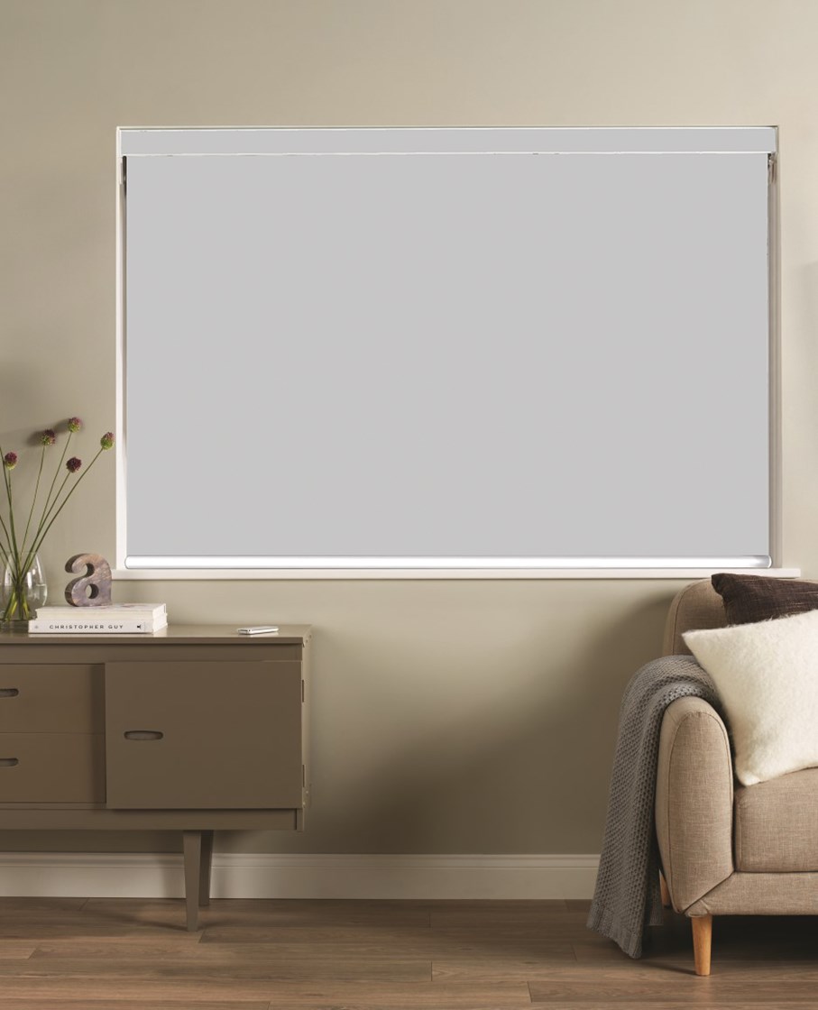 Magnetic Grey and White 3% Sunscreen Electric Double Roller Blind