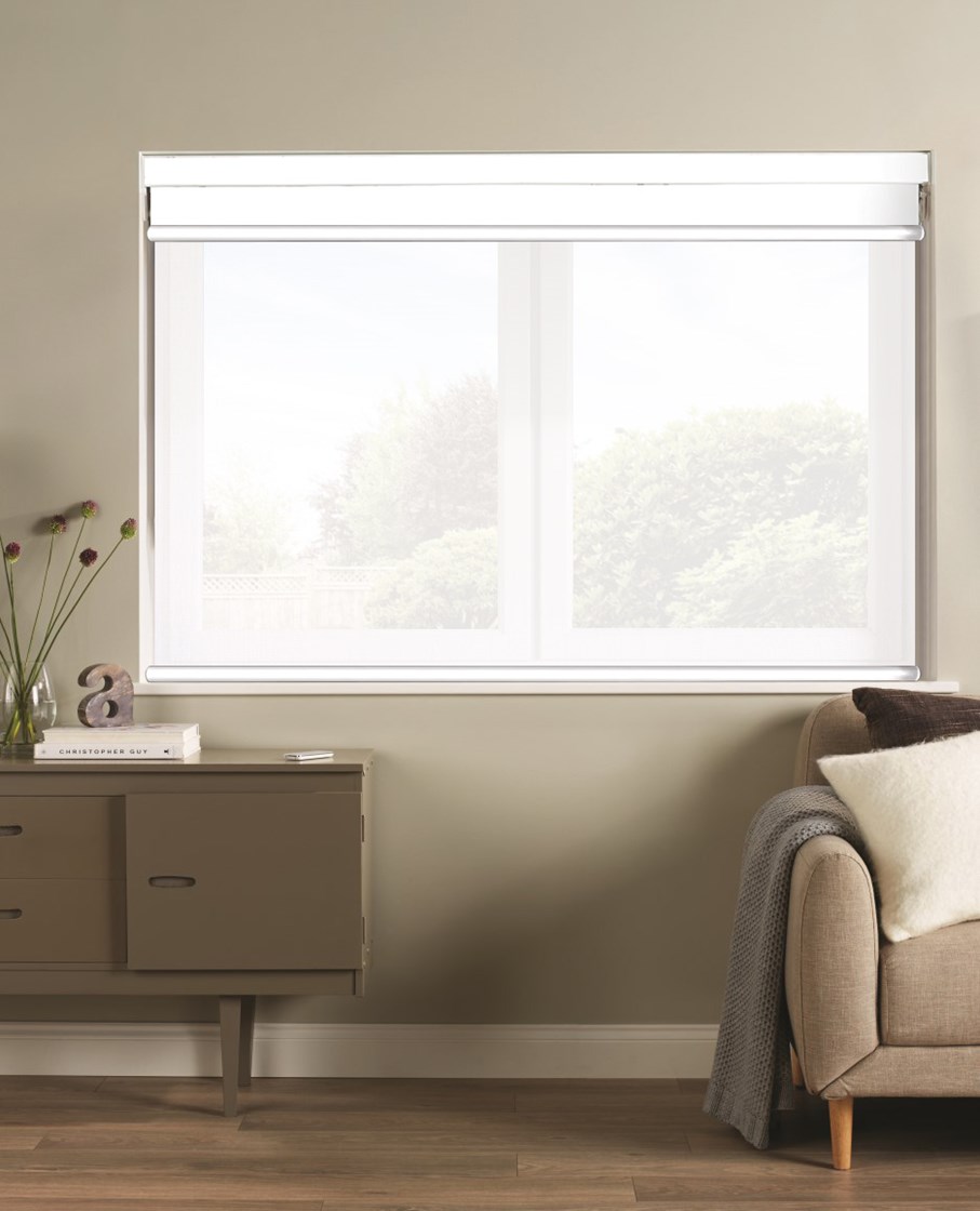 White and White 3% Sunscreen Electric Double Roller Blind