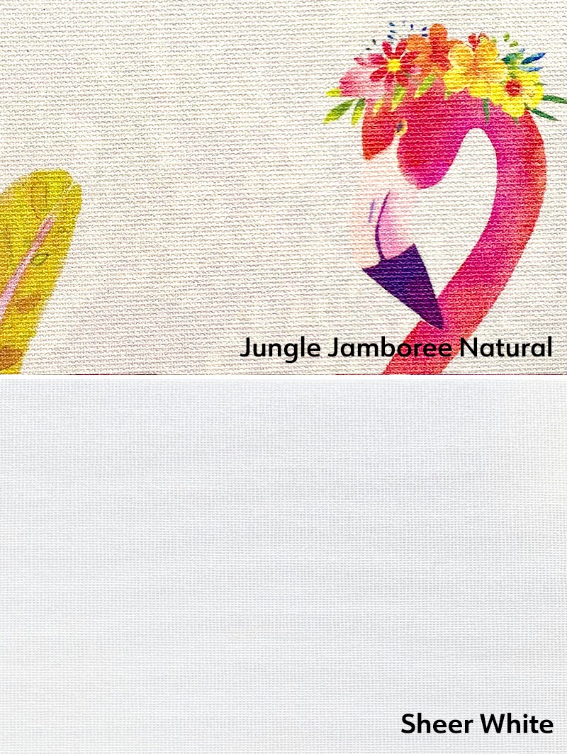 Blackout Jungle Jamboree Natural and Sheer White Electric Double Roller Blind