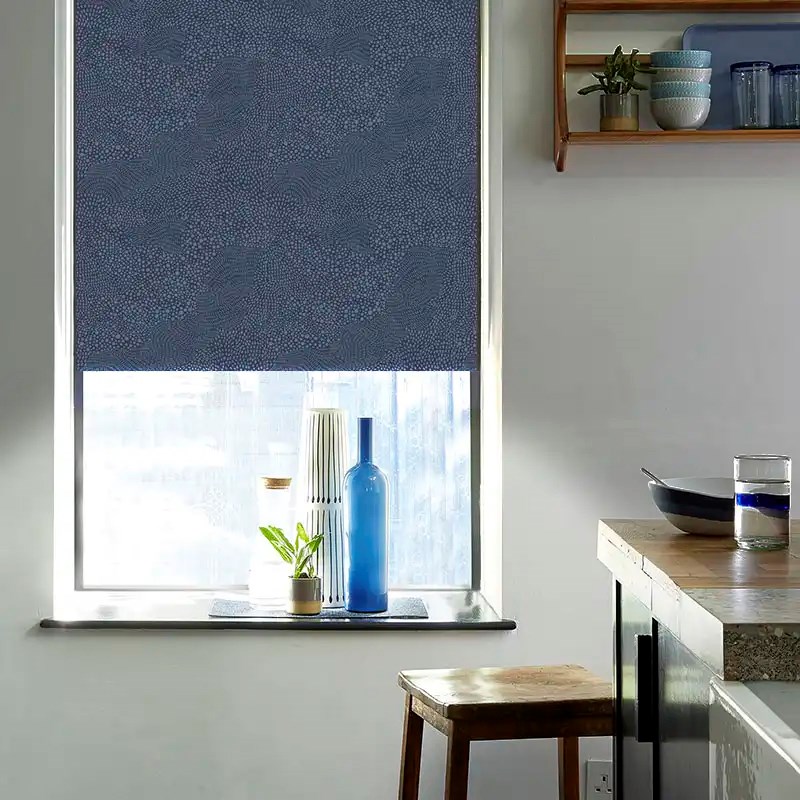 Cascade Ocean Blue Electric Roller Blind