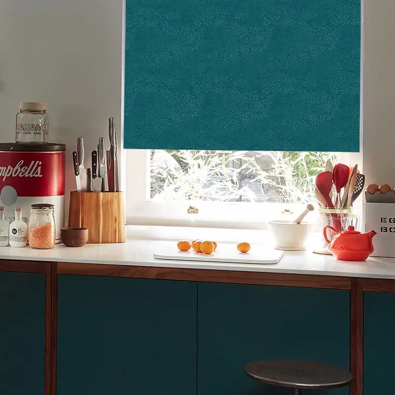 Cascade Teal Electric Roller Blind