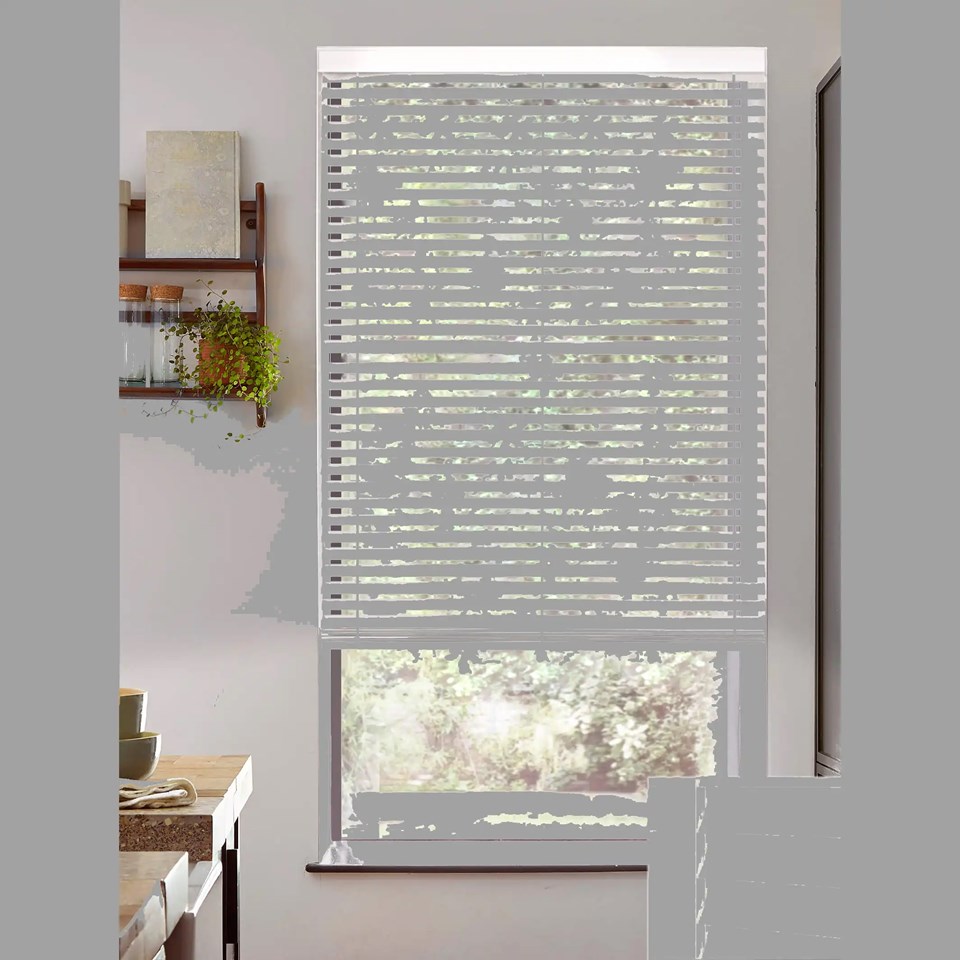 Gloss White 50mm Wooden Electric Venetian Blind