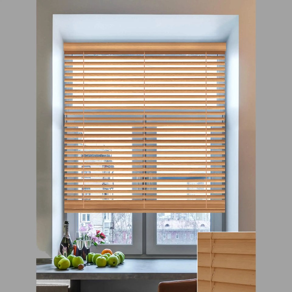 Honeycomb 50mm Wooden Electric Venetian Blind