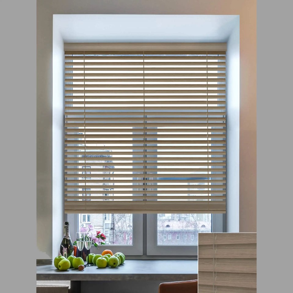 Smoke 50mm Wooden Electric Venetian Blind