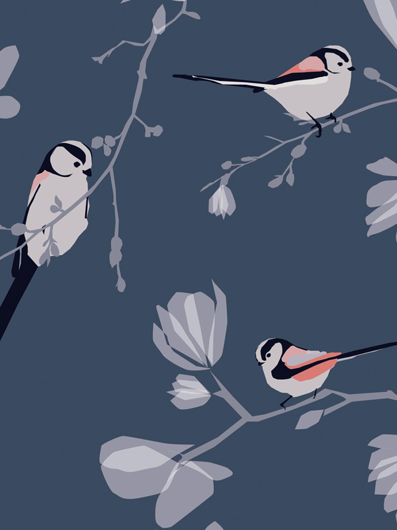 Long Tailed Tit Electric Roller Blind by Lorna Syson