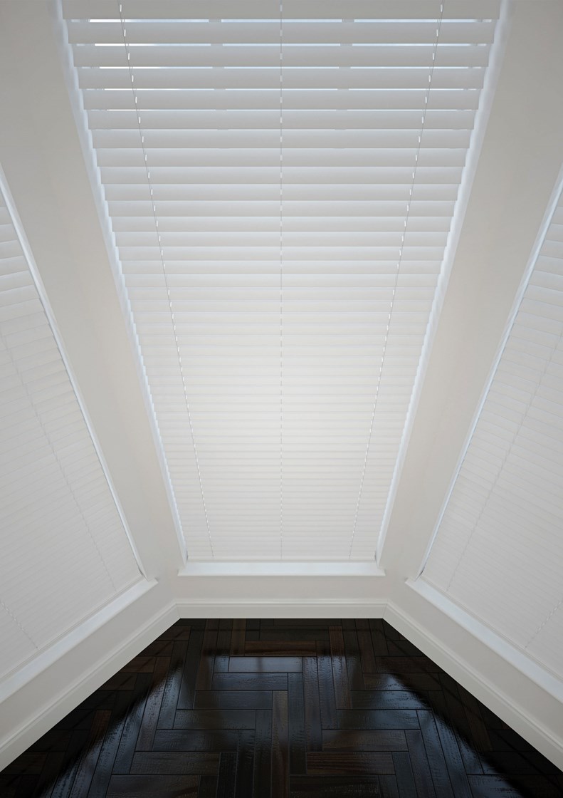 White 50mm Wooden Electric Venetian Blind