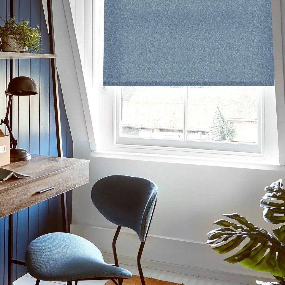 Amsterdam Marine Blue No Drill Electric Roller Blind