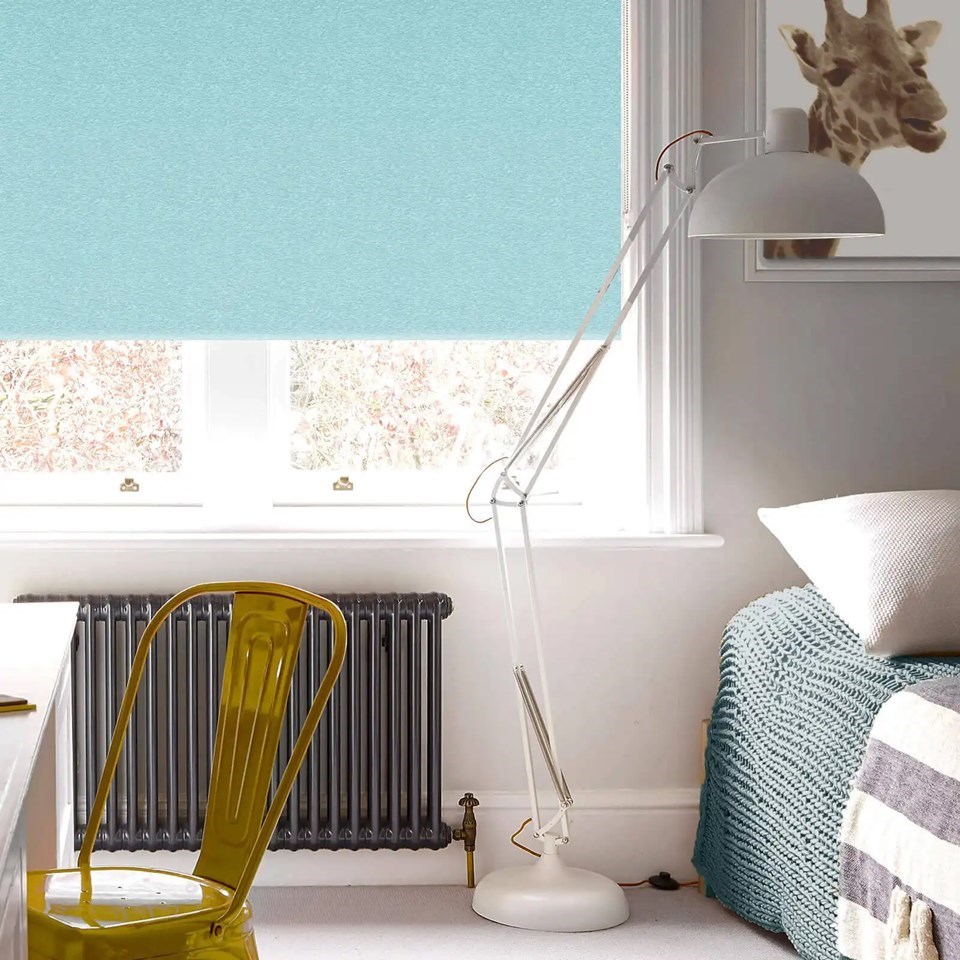 Amsterdam Sea Blue No Drill Electric Roller Blind