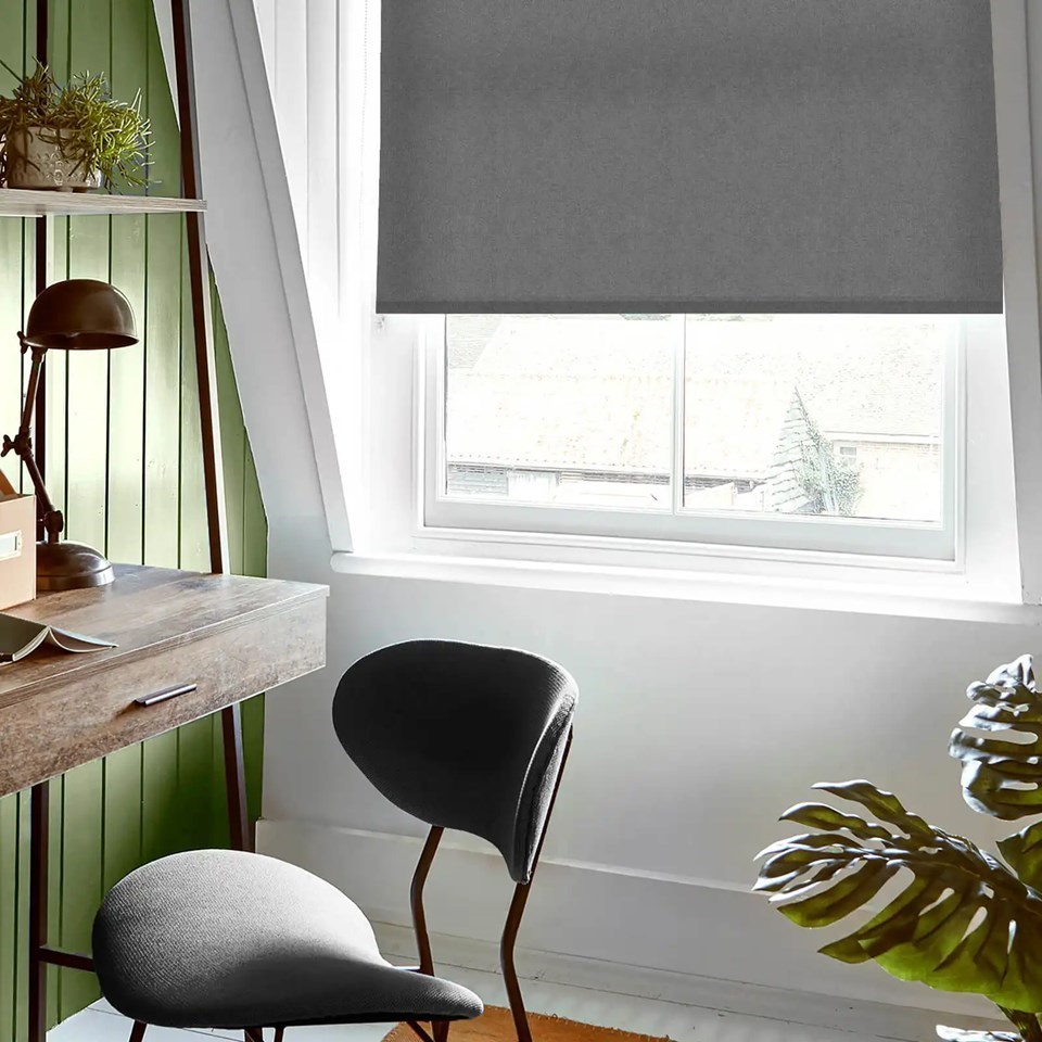 Denim Grey No Drill Electric Roller Blind