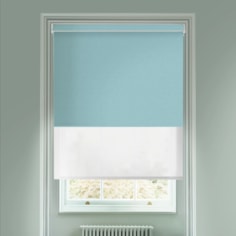 Amsterdam Duck Egg  Blackout And Sheer White Electric Double Blind