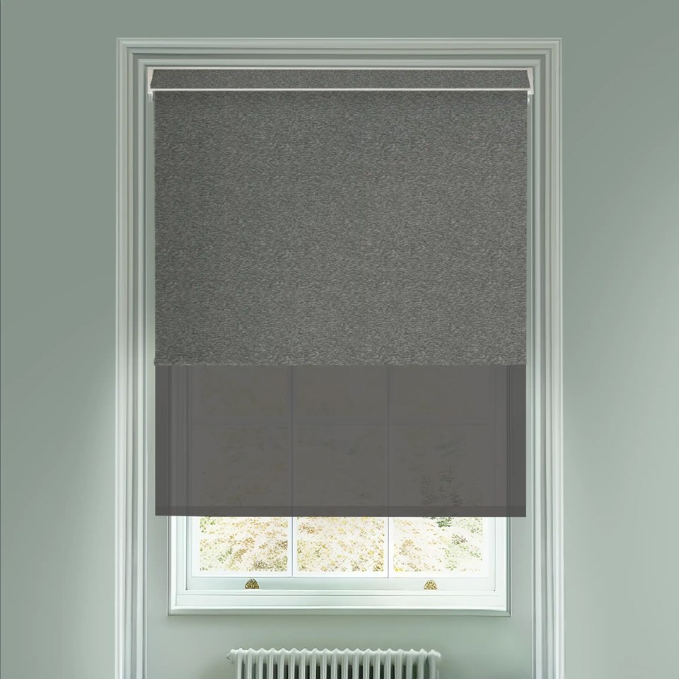 Amsterdam Graphite  Blackout And Sheer Dark Grey Electric Double Blind