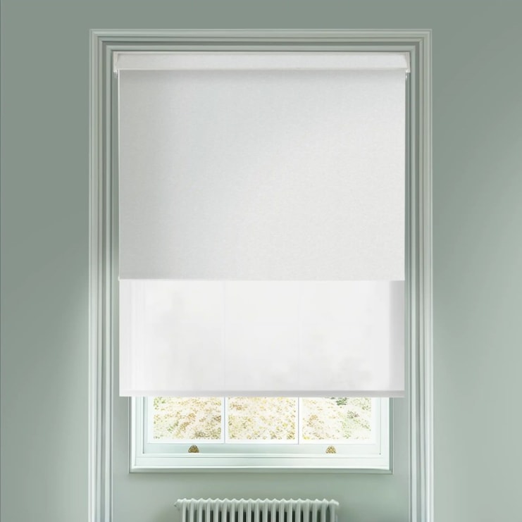 Amsterdam Light Grey  Blackout And Sheer White Electric Double Blind