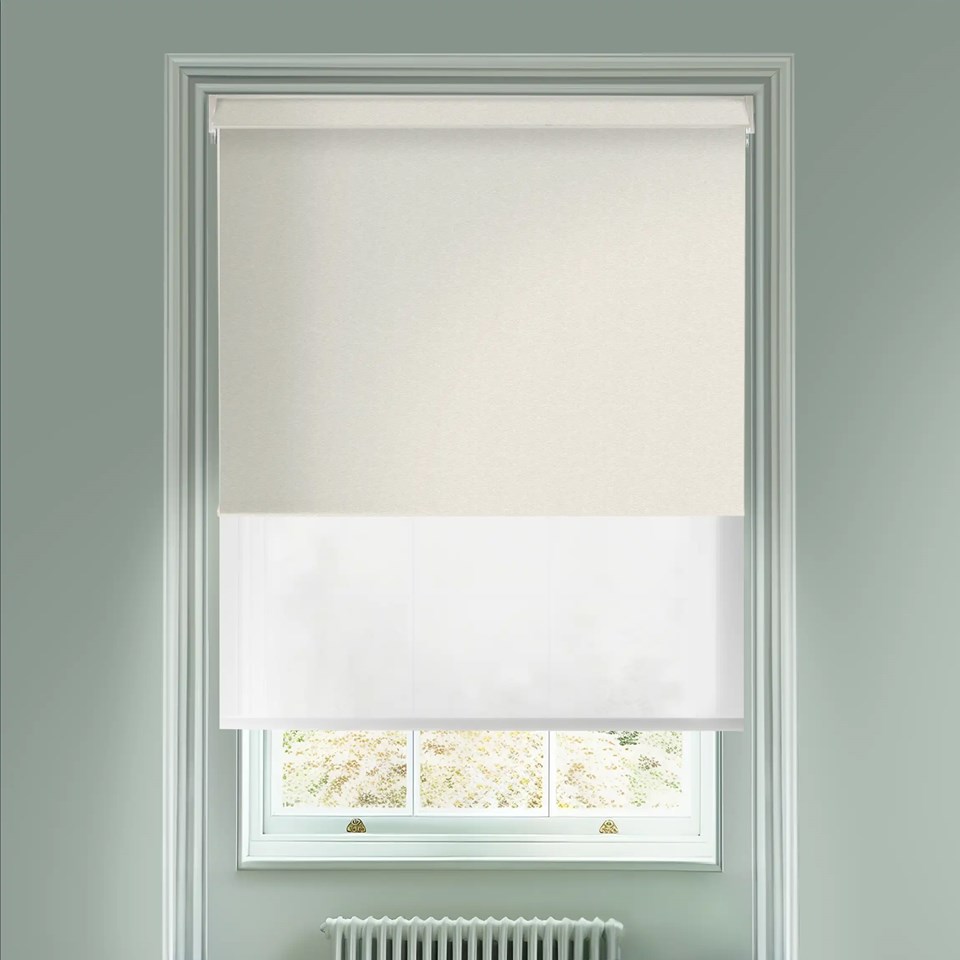 Amsterdam Light Taupe  Blackout And Sheer White Electric Double Blind