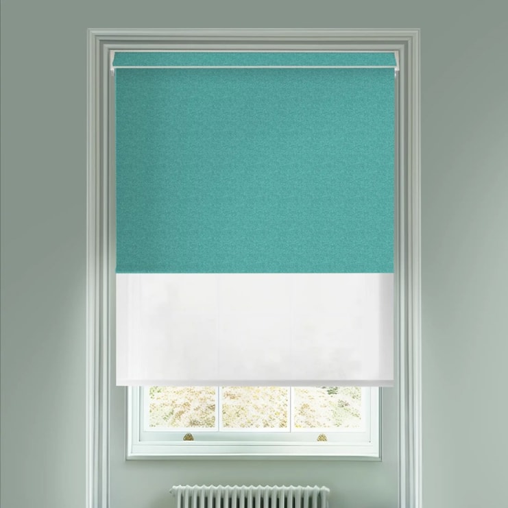 Amsterdam Turquoise  Blackout And Sheer White Electric Double Blind