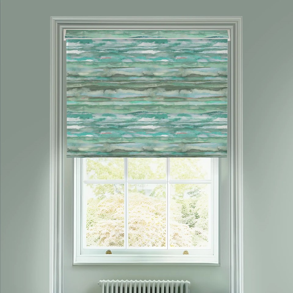 Aquarelle Stripe Aqua Electric Roller Blind