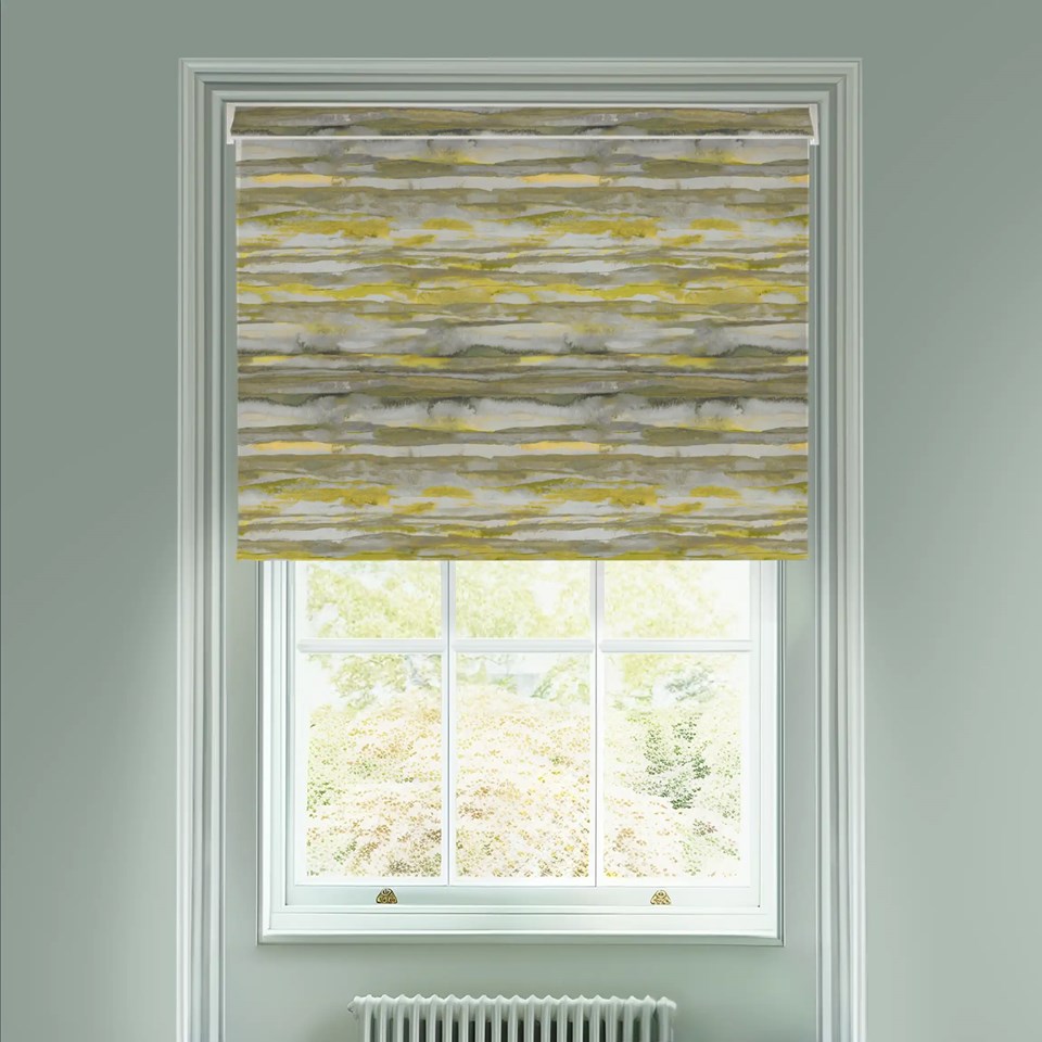 Aquarelle Stripe Mustard Electric Roller Blind