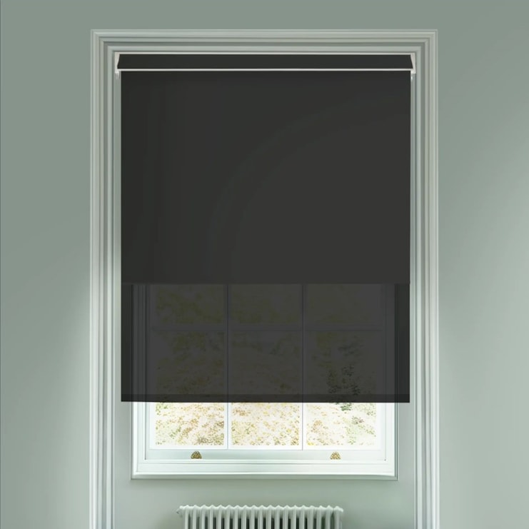 Blackout Black and Sheer Black Electric Double Roller Blind