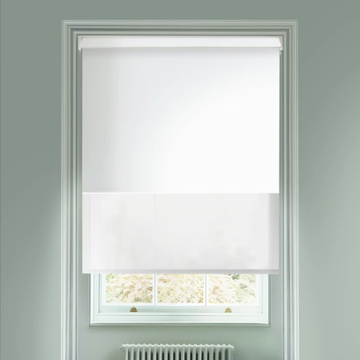 Blackout Bright White and Sheer White Electric Double Roller Blind