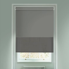 Blackout Elegant Grey and Sheer Dark Grey Electric Double Roller Blind