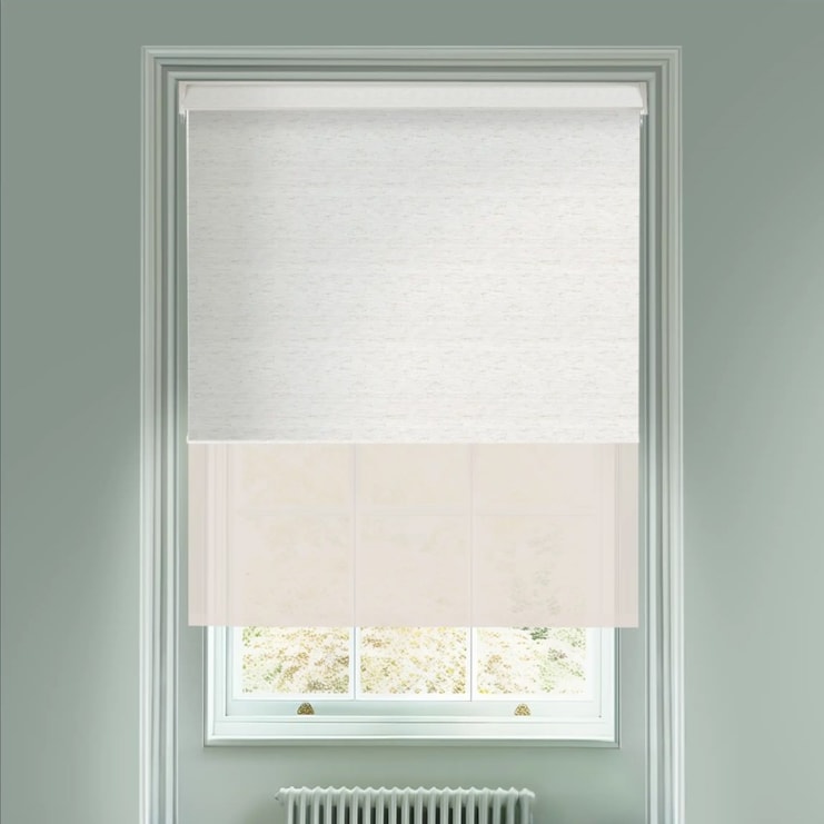 Blackout Linen and Sheer Cream Electric Double Roller Blind