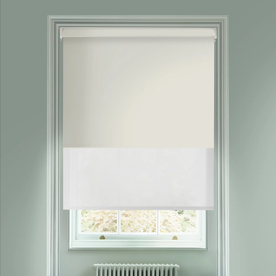 Blackout Pale Grey and Sheer Metal Electric Double Roller Blind