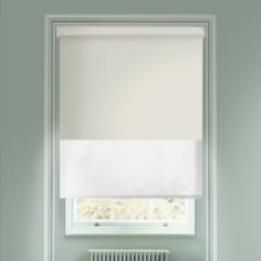 Blackout Pale Grey and Sheer White Electric Double Roller Blind