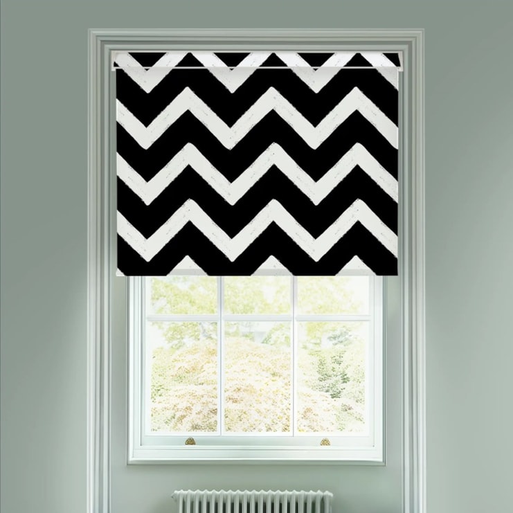 Chevron Black Electric Roller Blind