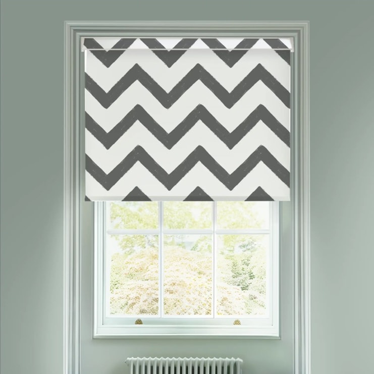 Chevron Dark Grey Electric Roller Blind