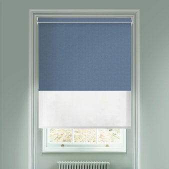 Denim Blue Blackout And Sheer White Electric Double Blind