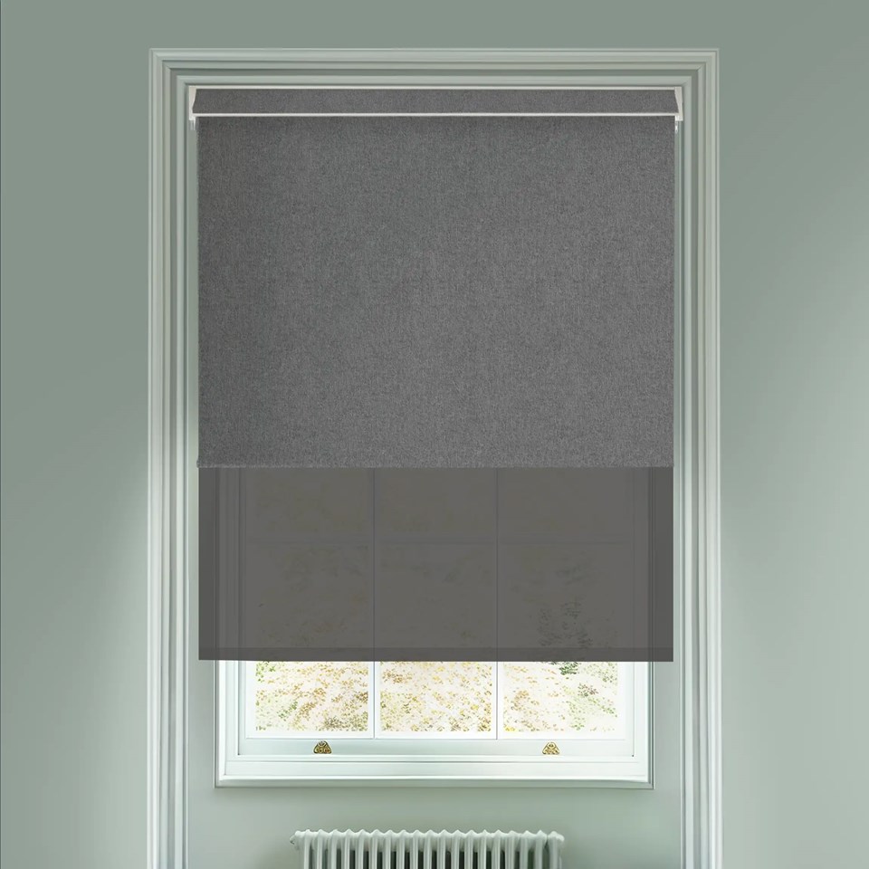 Denim Grey  Blackout And Sheer Dark Grey Electric Double Blind