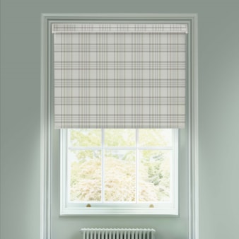 Devon Check Natural Electric Roller Blind