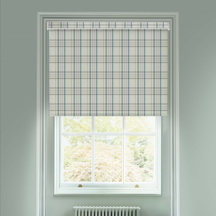 Devon Check Teal Electric Roller Blind