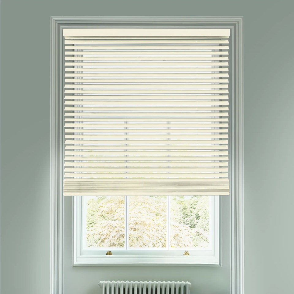 Gloss Cream 50mm Wooden Electric Venetian Blind