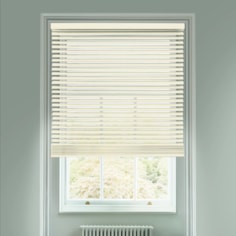 Gloss Cream 50mm Wooden Electric Venetian Blind