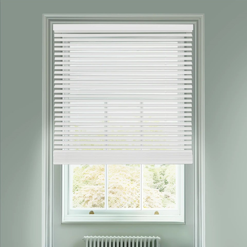 Gloss White 50mm Wooden Electric Venetian Blind