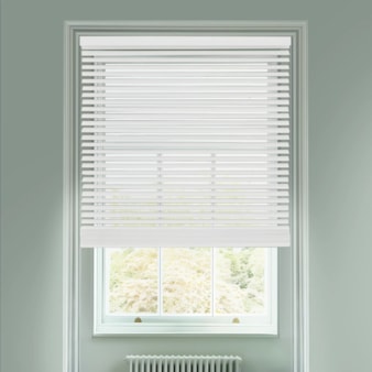 Gloss White 50mm Wooden Electric Venetian Blind