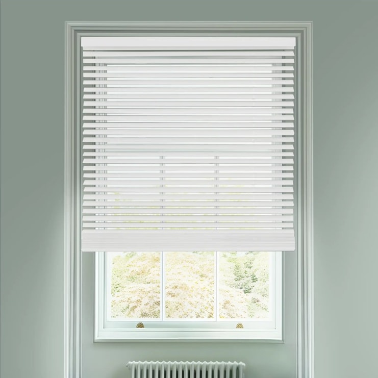 Gloss White 50mm Wooden Electric Venetian Blind