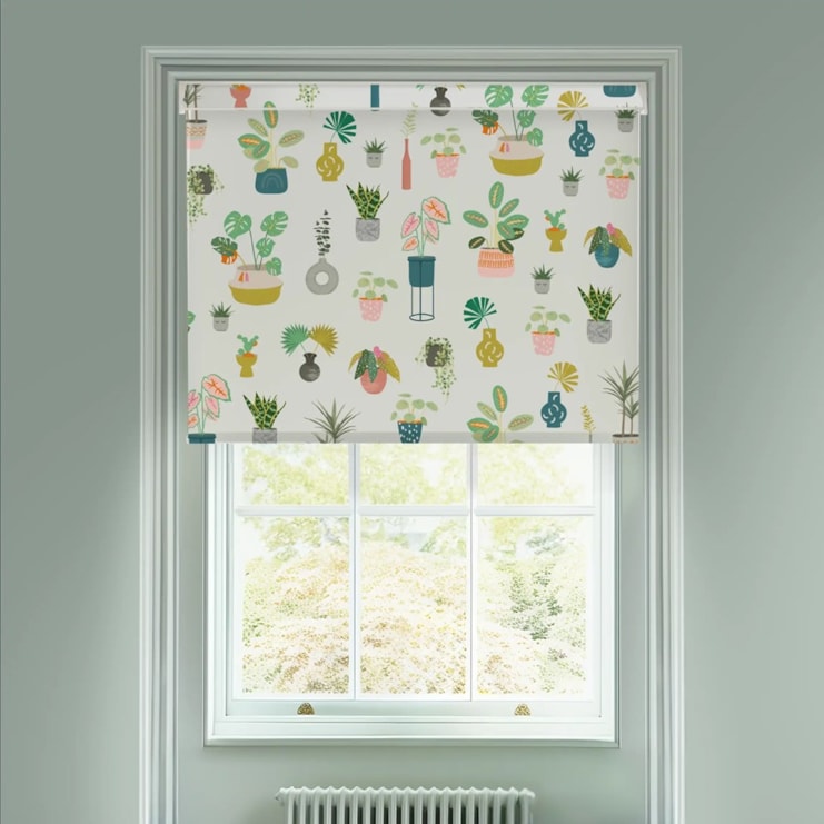 Houseplants Natural Electric Roller Blind