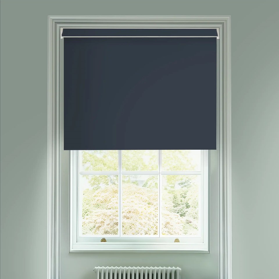 Indigo Blue Blackout Electric Roller Blind