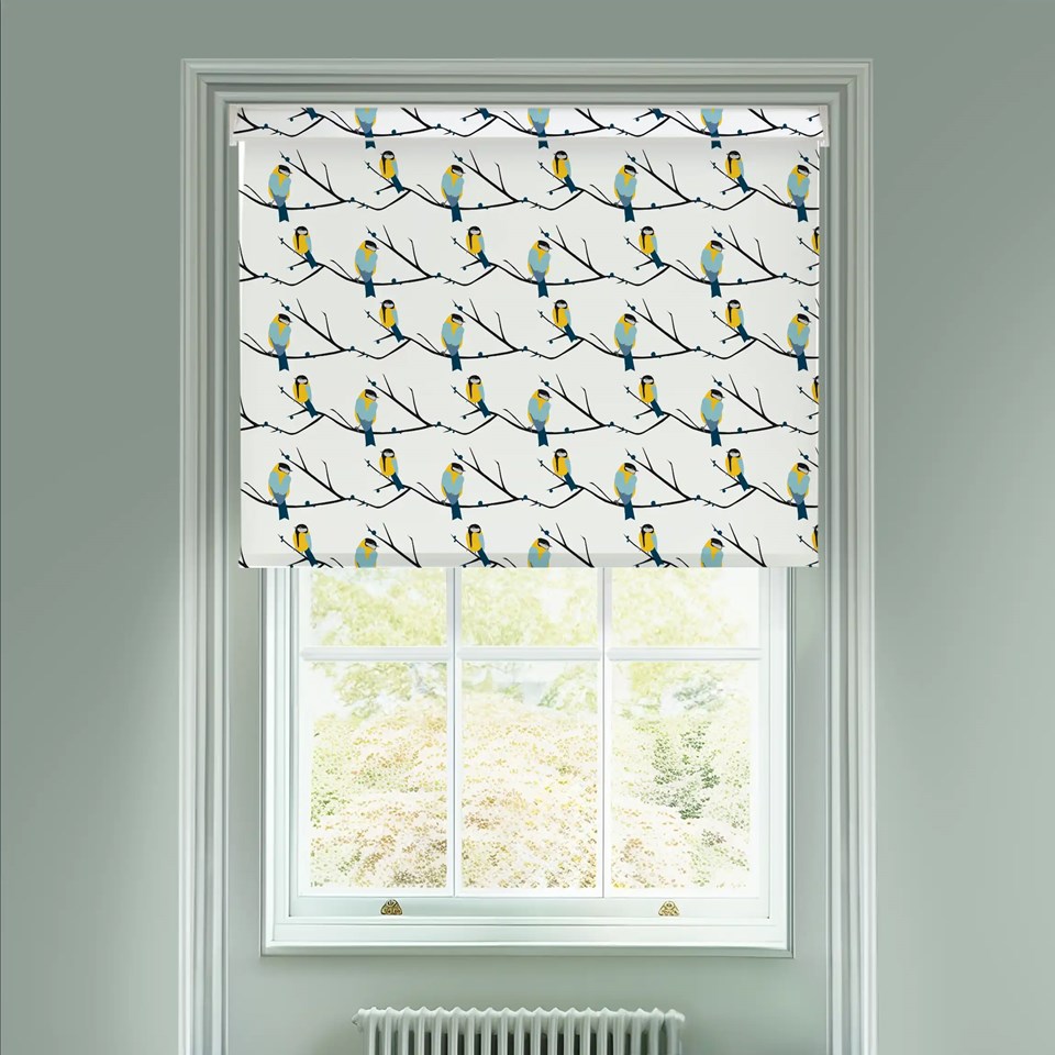 Juneberry and Bird Electric Roller Blind by Lorna Syson