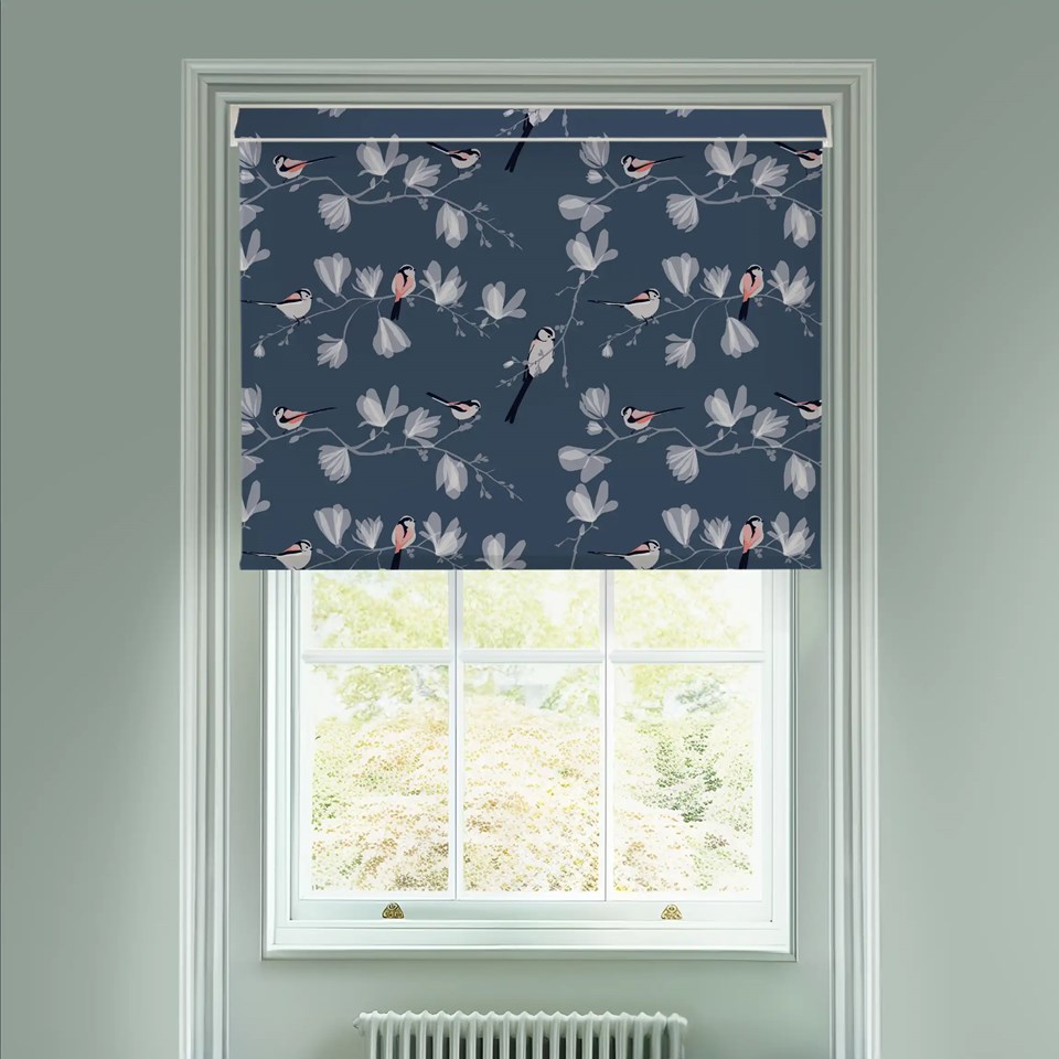 Long Tailed Tit Electric Roller Blind by Lorna Syson